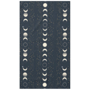 Minimalist Lunar Phases Pattern with Stars and Nig Tablecloth
