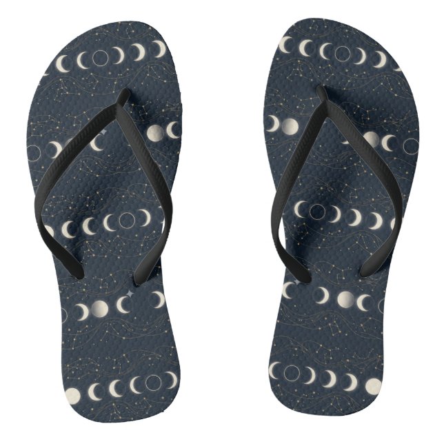 Minimalist Lunar Phases Pattern with Stars and Nig Thongs (Footbed)