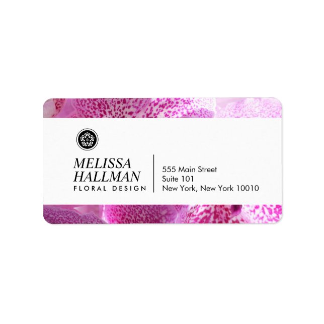 Minimalist Luxe Floral Logo with Pink Orchids Label (Front)