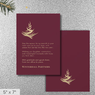 Minimalist Luxury Abstract Tree Red Gold Holiday Card