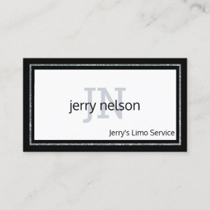 Minimalist Luxury Black and White Monogrammed Business Card