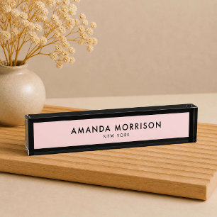 Minimalist Luxury Black/Pink Nameplate