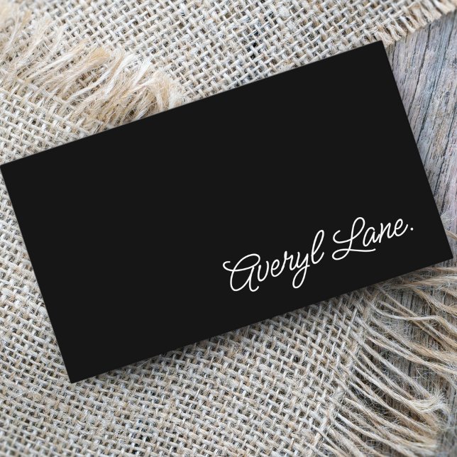 Minimalist Luxury Boutique Black Elegant Script Business Card (Creator Uploaded)