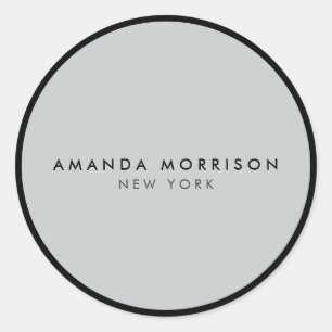 Minimalist Luxury Boutique Black/Grey Classic Round Sticker
