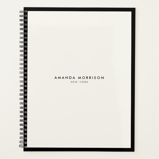Minimalist Luxury Boutique Black/Ivory Appointment Planner (Front)