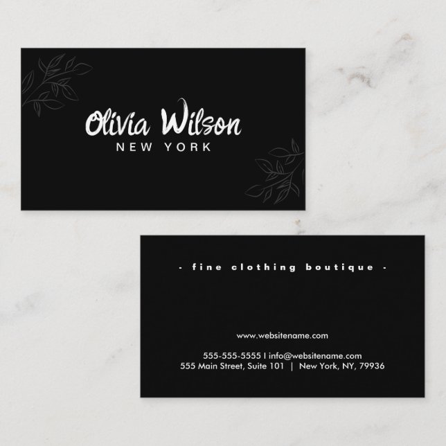 Minimalist Luxury Boutique Black/Ivory Business Card (Front/Back)