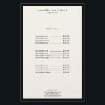 Minimalist Luxury Boutique Black/Ivory Flyer<br><div class="desc">An elegant and refined design elevates your name or business name through minimal and modern styling on this customisable flyer. The thin black border is grounded on an ivory background for a classic aesthetic. Great to use for price lists, service menus, or for promotional uses. Design © 1201AM Design Studio...</div>