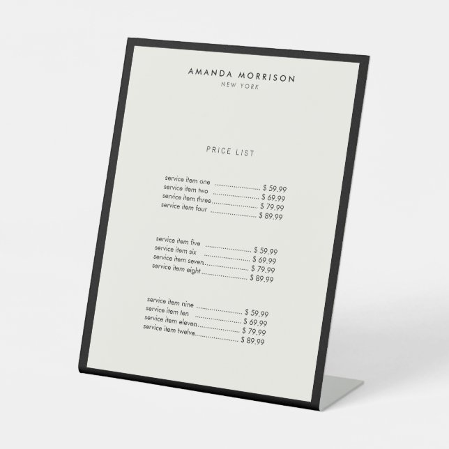 Minimalist Luxury Boutique Black/Ivory Pedestal Sign (Front)