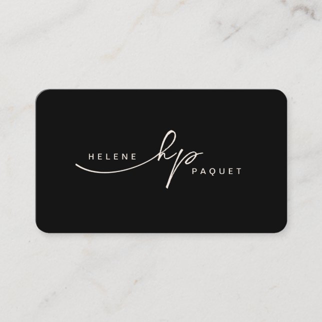 Minimalist Luxury Boutique Black/Ivory Square Busi Business Card (Front)