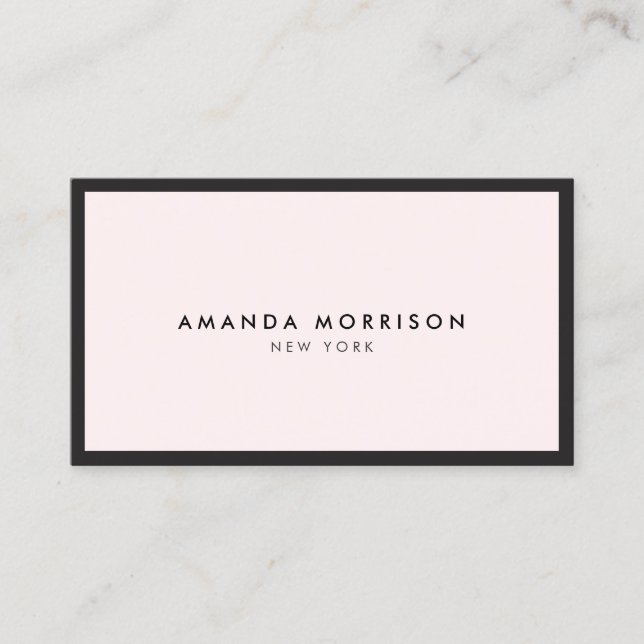 Minimalist Luxury Boutique Black/Pastel Pink Business Card (Front)