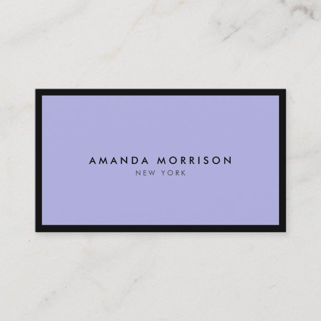 Minimalist Luxury Boutique Black/Periwinkle Business Card (Front)