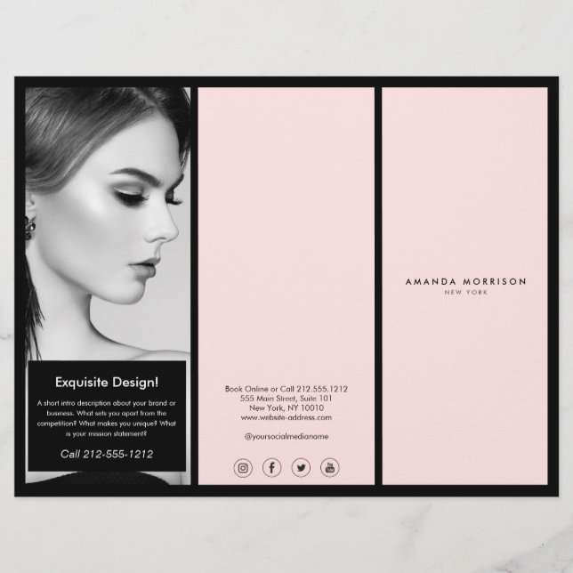 Minimalist Luxury Boutique Black/Pink Brochure (Front)