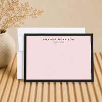 Minimalist Luxury Boutique Black/Pink Note Card