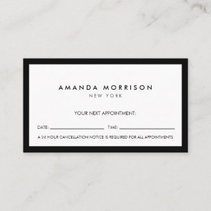 Minimalist Luxury Boutique Black/White Appointment Business Card