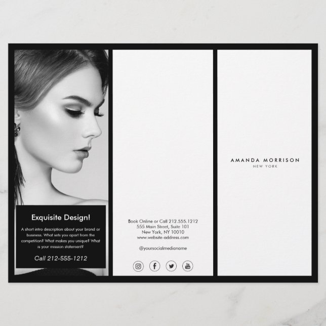 Minimalist Luxury Boutique Black/White Brochure (Front)