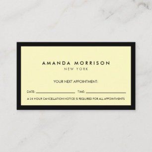 Minimalist Luxury Boutique Black/Yellow Appt Business Card