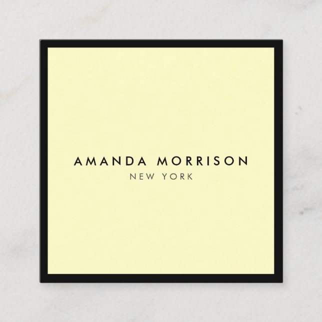 Minimalist Luxury Boutique Black/Yellow Square Business Card (Front)