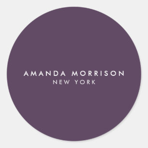 Minimalist Luxury Boutique Eggplant Purple Classic Round Sticker