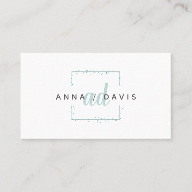 Minimalist Luxury Boutique Fashion Blue Logo Business Card (Front)
