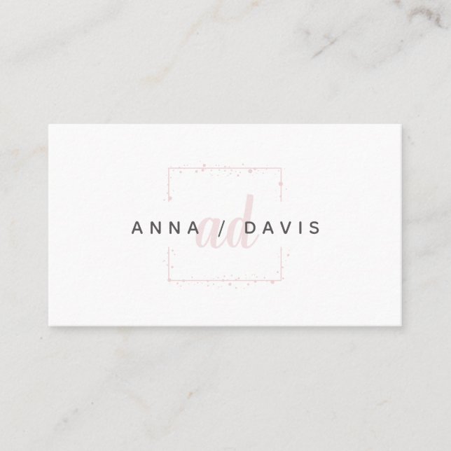 Minimalist Luxury Boutique Fashion Pink Logo Business Card (Front)