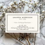Minimalist Luxury Boutique Ivory/Black Single Side Business Card<br><div class="desc">An elegant and refined design elevates your name or business name through minimal and modern styling. The thin black border is grounded on an ivory background to give a luxury feel to this classic business card design template. © 1201AM CREATIVE</div>