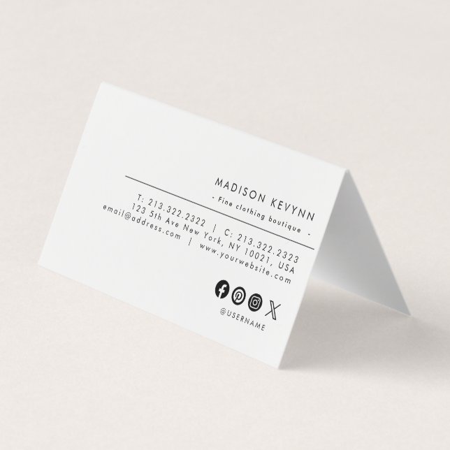 Minimalist Luxury Boutique Ivory Business Card (Back)