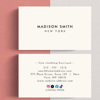 Minimalist Luxury Boutique Ivory Business Card