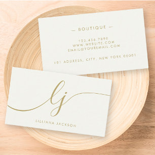Minimalist Luxury Boutique Ivory Gold Elegant Business Card