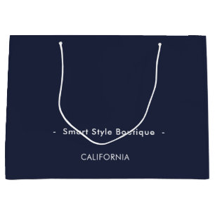Minimalist Luxury Boutique Navy Blue Large Gift Bag