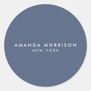 Minimalist Luxury Boutique Slate Blue Classic Round Sticker
