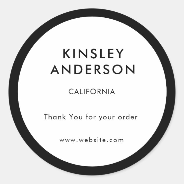 Minimalist Luxury Boutique White and Black Classic Round Sticker (Front)