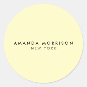 Minimalist Luxury Boutique Yellow Classic Round Sticker