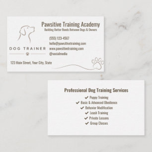 Minimalist Luxury Dog Trainer Services Custom Business Card