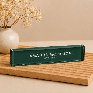 Minimalist Luxury Forest Green Nameplate