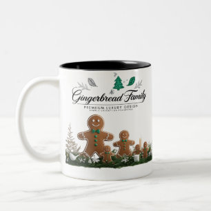 Minimalist Luxury Gingerbread Family Christmas Two-Tone Coffee Mug