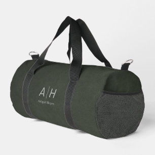 Minimalist Luxury Green Suede Print Monogram Duffle Bag