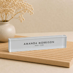 Minimalist Luxury Grey Nameplate