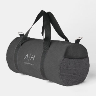 Minimalist Luxury Grey Suede Print Monogram Duffle Bag
