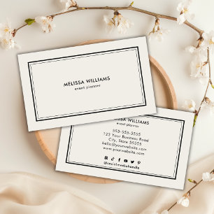 Minimalist Luxury Ivory Black Chic Business Card