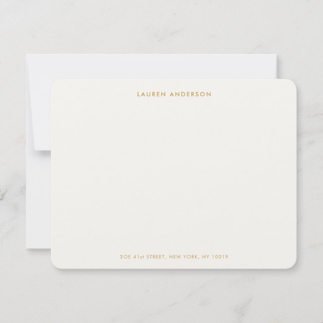 Minimalist Luxury Ivory & Gold Personalised Flat Card (Front)
