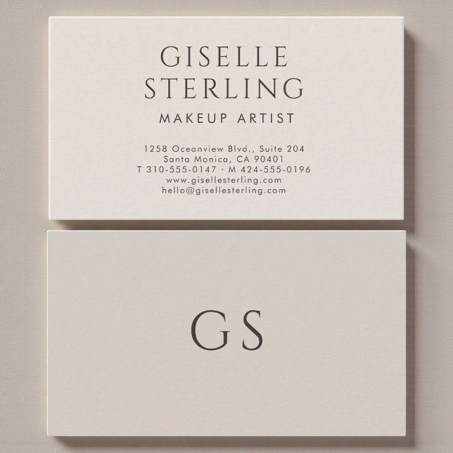Minimalist Luxury Makeup Artist Neutral Modern Business Card (Creator Uploaded)