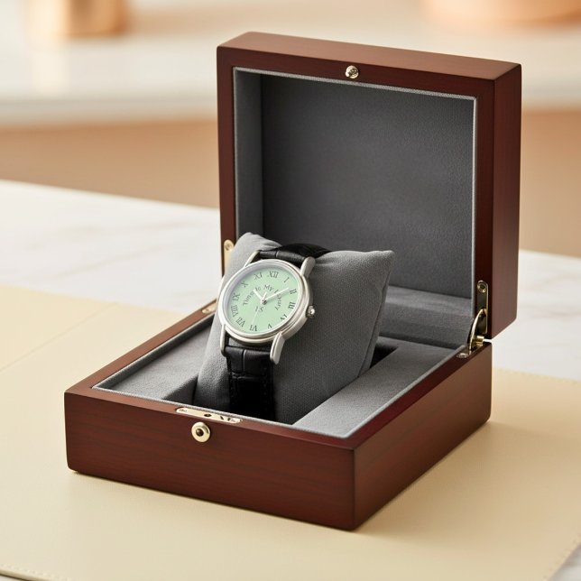 Minimalist Luxury Monogram Sage Green eWatch  Watch (Creator Uploaded)