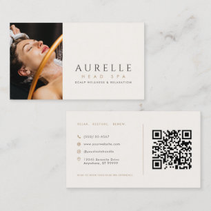 Minimalist Luxury Photo Head Spa Business Card