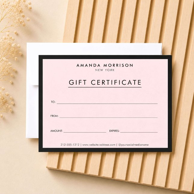 Minimalist Luxury Pink Gift Certificate (Creator Uploaded)