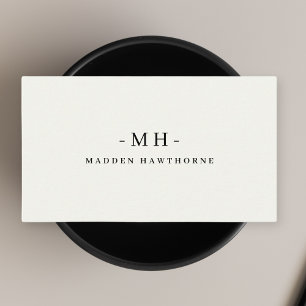 Minimalist Luxury Professional Ivory Monogram Name Business Card