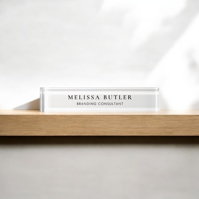 Minimalist Luxury White Desk Name Plate (Creator Uploaded)