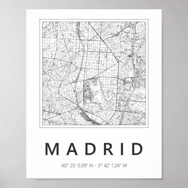 Minimalist Madrid Map  Poster (Front)