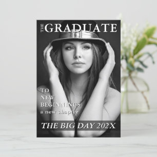 Minimalist Magazine Cover Graduation Invitation