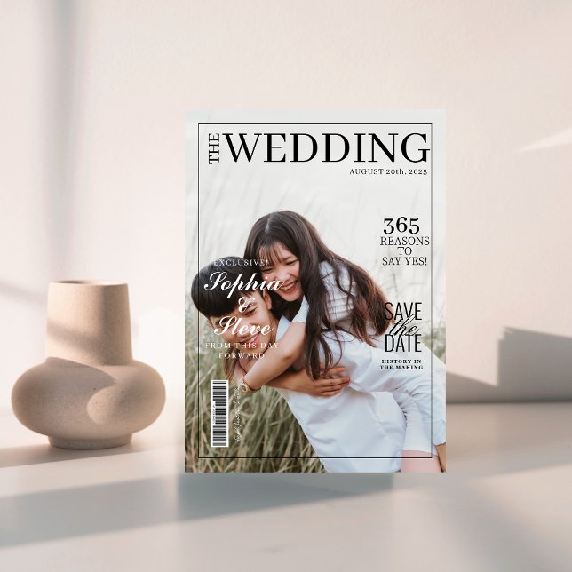 Minimalist Magazine Cover Wedding Save The Date Invitation (Creator Uploaded)