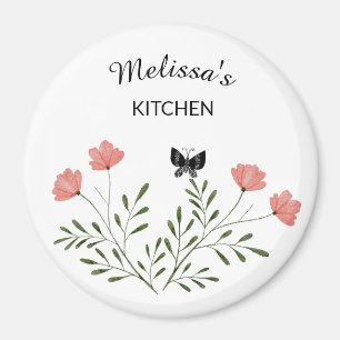 Minimalist Magnet with Name and Flower Design
